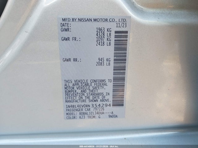 1N4BL4EV0RN354294 Nissan Altima Sl Fwd