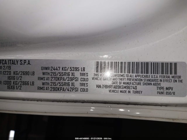 ZFBHRFAB9K6M96740 RAM Promaster City Tradesman