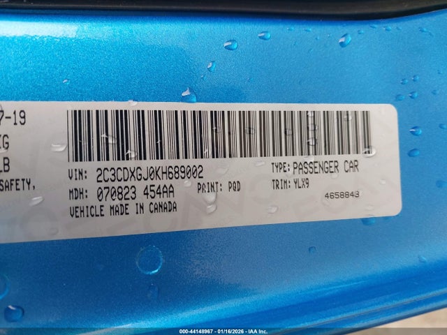 2C3CDXGJ0KH689002 Dodge Charger Scat Pack Rwd