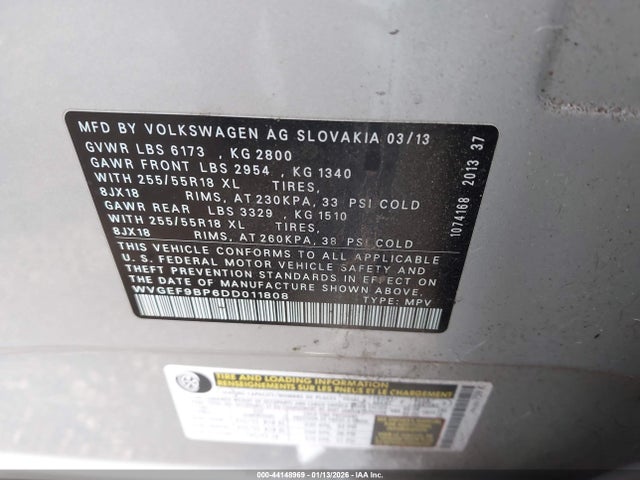 2013 VOLKSWAGEN TOUAREG WVGEF9BP6DD011808 Photo 8