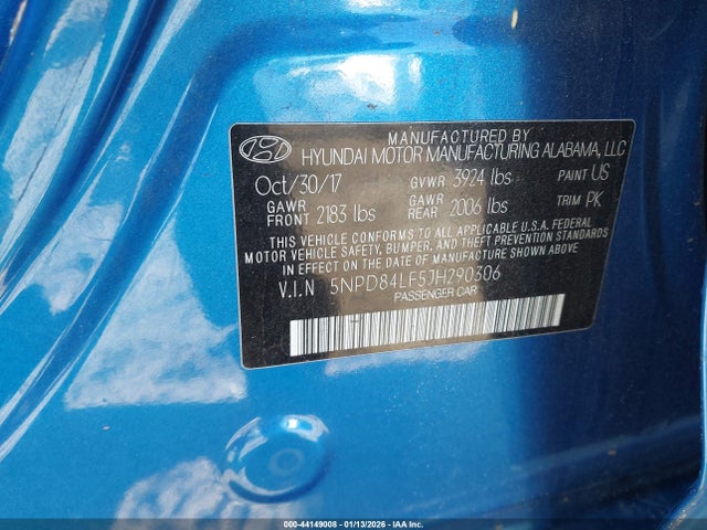 2018 Hyundai Elantra Sel მანქანა იყიდება აუქციონზე, vin: 5NPD84LF5JH290306, აუქციონის ნომერი: 44149008