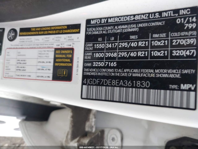 Продаж на аукціоні авто 2014 Mercedes-benz Gl 550 4matic, vin: 4JGDF7DE8EA361830, номер лоту: 44149021