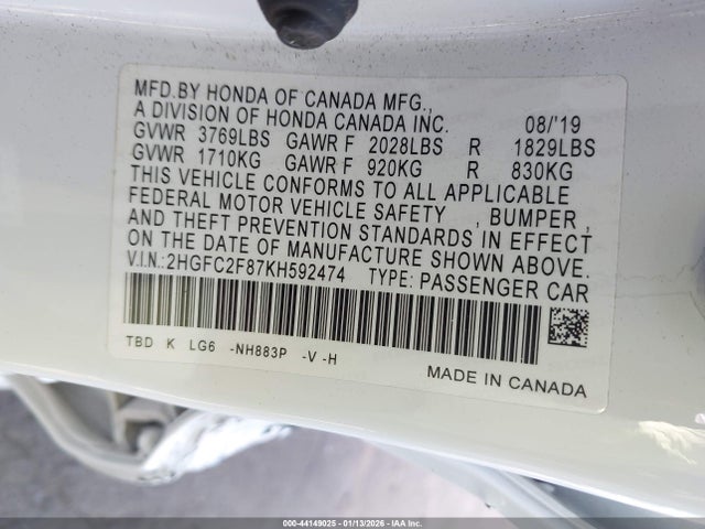 Honda Civic Sport 2019 2HGFC2F87KH592474 Image 9