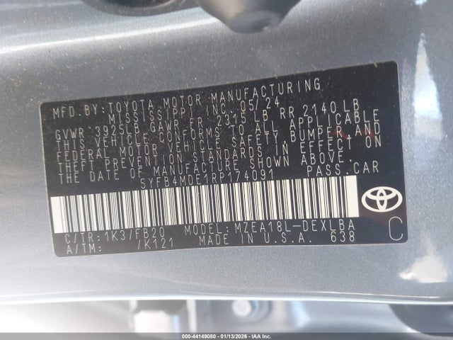 2024 TOYOTA COROLLA 5YFB4MDE1RP174091 Photo 8