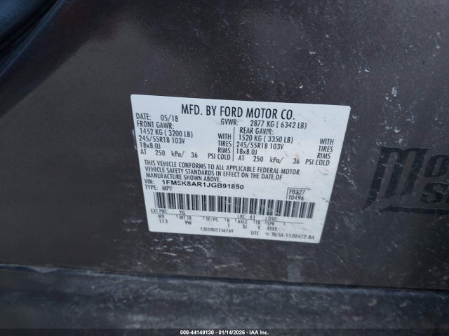 Ford Police Interceptor Utility 2018 1FM5K8AR1JGB91850 Image 9