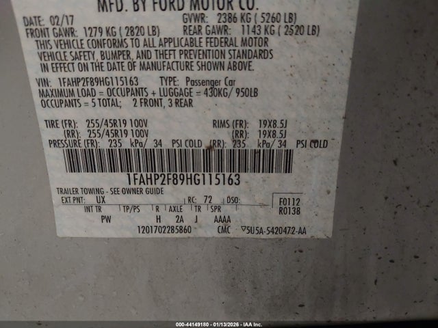 1FAHP2F89HG115163 Ford Taurus Limited