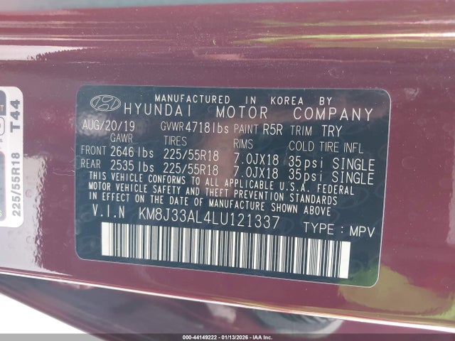 KM8J33AL4LU121337 Hyundai Tucson Ultimate