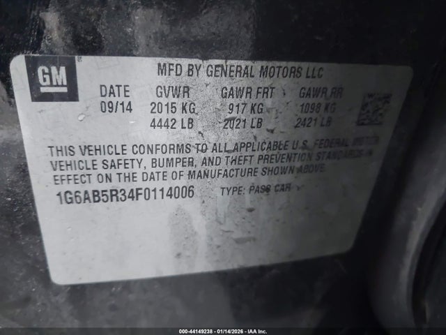 Продажа на аукционе авто 2015 Cadillac Ats Luxury, vin: 1G6AB5R34F0114006, номер лота: 44149238