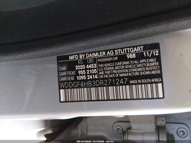 Aukcja sprzedaży 2013 Mercedes-benz C 250 Sport, vin: WDDGF4HB3DR271247, numer aukcji: 44149240