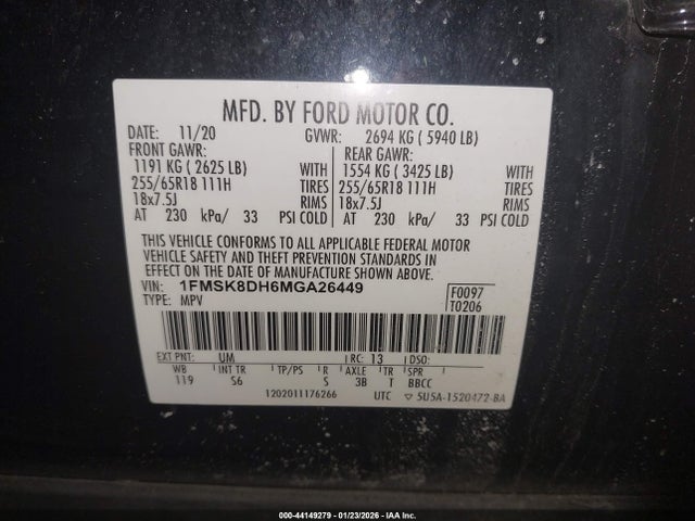 2021 FORD EXPLORER 1FMSK8DH6MGA26449 Photo 8