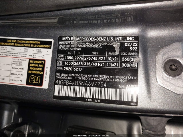 4JGFB4KB5NA697754 Mercedes-Benz Gle 350 4matic