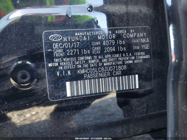 KMHC05LC8JU071808 Hyundai Ioniq Hybrid Limited