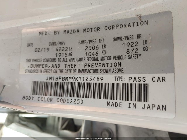 JM1BPBMM9K1125489 Mazda Mazda3 Preferred Package