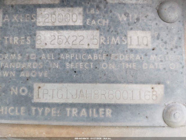 44149416 :رقم المزاد ، 1PTG1JAH8R6001168 vin ، 1994 Trailmobile Trailer مزاد بيع