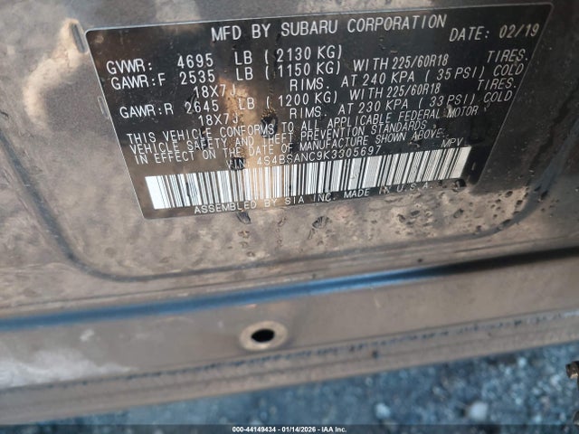 4S4BSANC9K3305697 Subaru Outback 2.5i Limited