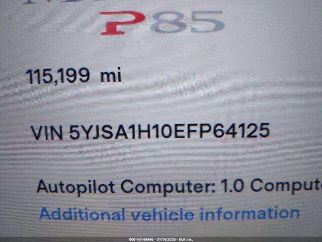 2014 TESLA MODEL S 5YJSA1H10EFP64125 Photo 8