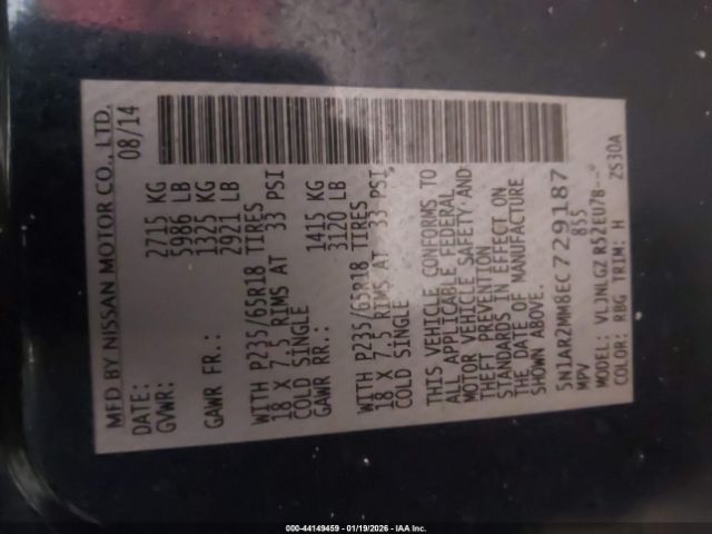 2014 NISSAN PATHFINDER 5N1AR2MM8EC729187 Photo 8