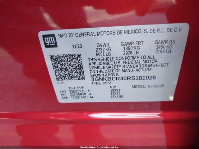 3GNKBCR40RS181026 Chevrolet Blazer Fwd 2lt