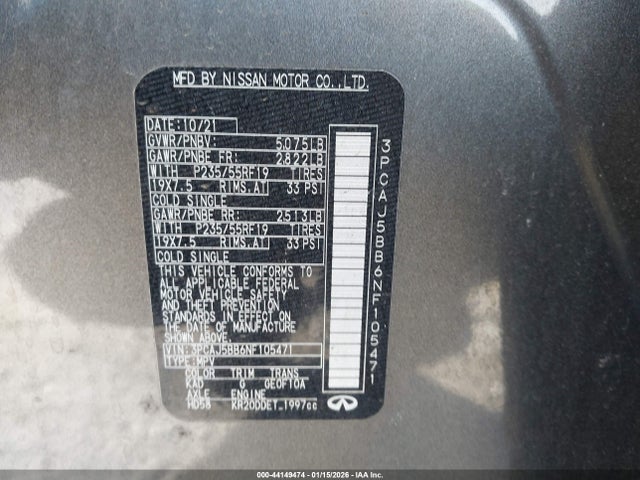 2022 INFINITI QX50 3PCAJ5BB6NF105471 Photo 8