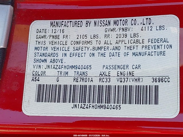 2017 NISSAN 370Z JN1AZ4FH0HM940465 Photo 8