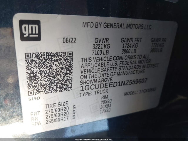 1GCUDEED1NZ559607 Chevrolet Silverado 1500 4wd Short Bed Rst