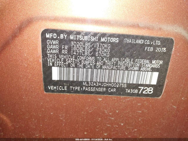2017 MITSUBISHI MIRAGE ML32A3HJ0HH002755 Photo 8