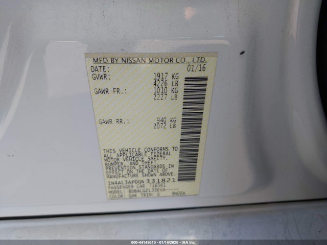 1N4AL3AP0GN331821 Nissan Altima 2.5 S