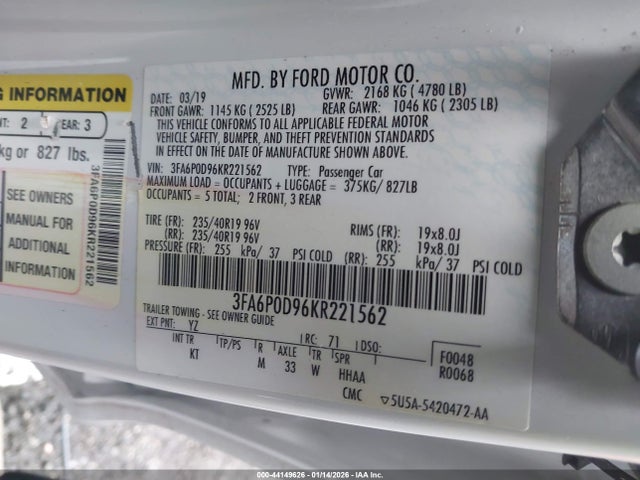 Ford Fusion Titanium 2019 3FA6P0D96KR221562 Image 9
