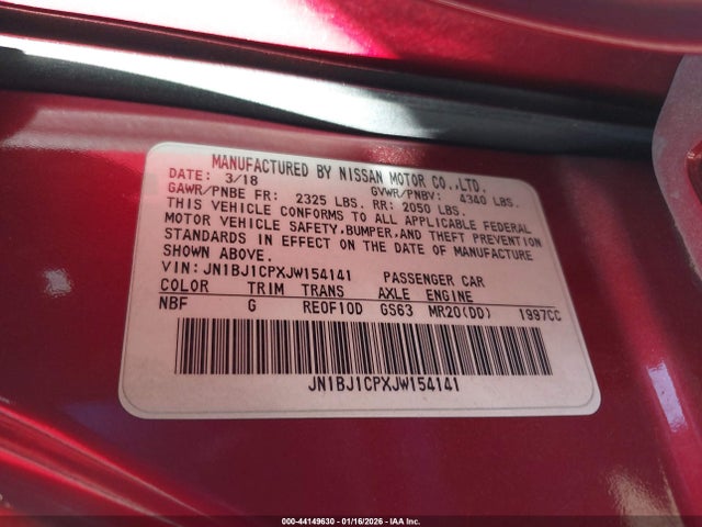 JN1BJ1CPXJW154141 Nissan Rogue Sport Sv