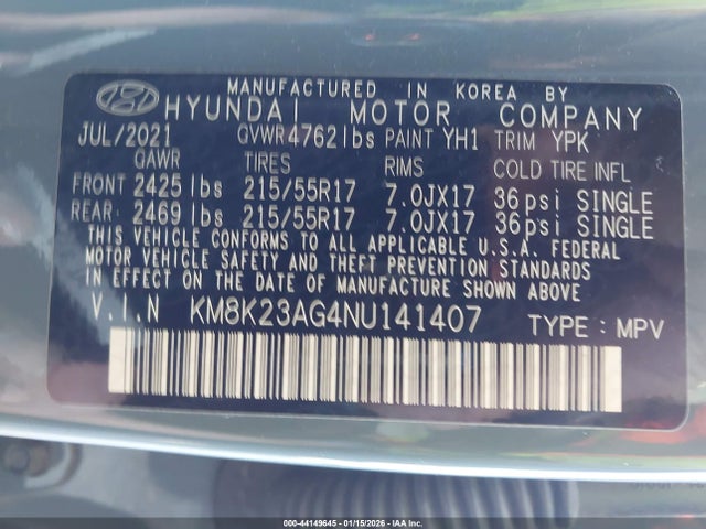 2022 HYUNDAI KONA ELECTRIC KM8K23AG4NU141407 Photo 8
