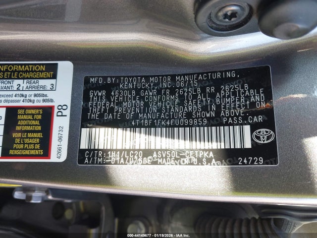 Toyota CAMRY XSE 2015 4T1BF1FK4FU099859 Image 9