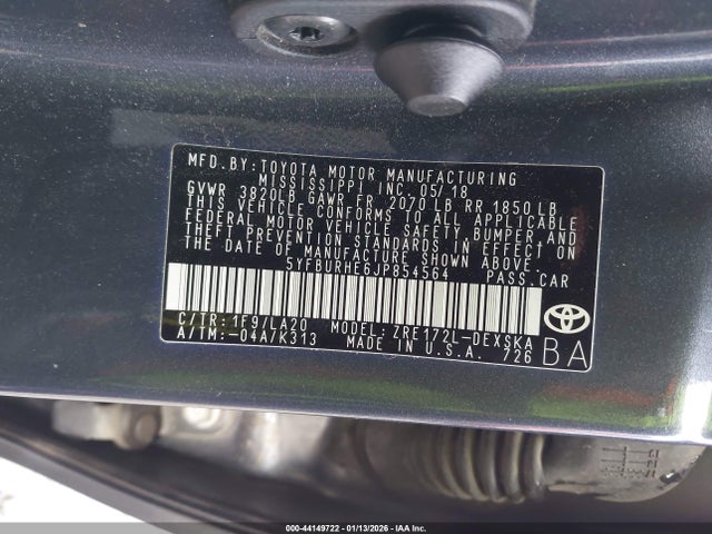 5YFBURHE6JP854564 Toyota Corolla Xse