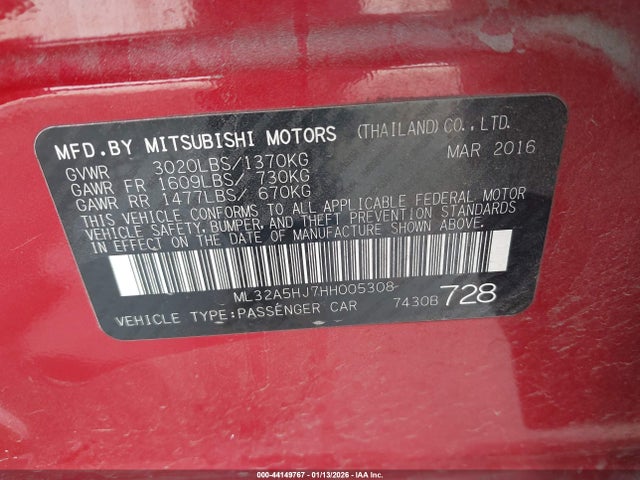 2017 MITSUBISHI MIRAGE ML32A5HJ7HH005308 Photo 8