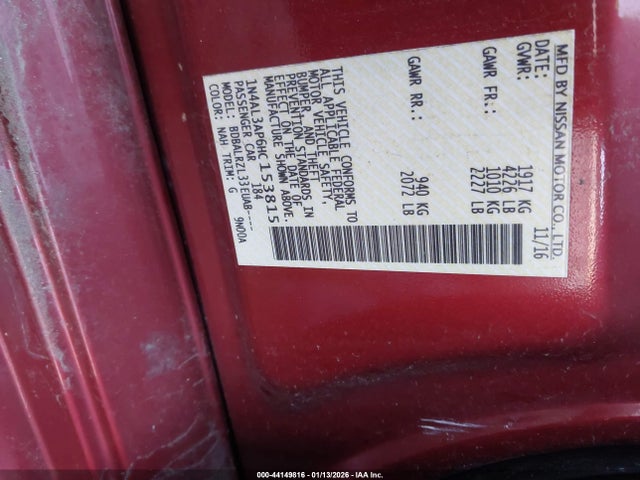 Продаж на аукціоні авто 2017 Nissan Altima 2.5 Sl, vin: 1N4AL3AP6HC153815, номер лоту: 44149816