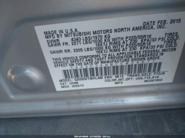 2015 MITSUBISHI OUTLANDER SPORT 4A4AP3AW0FE024677 Photo 8