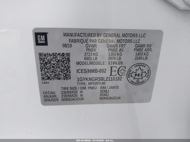 1GYKNGRS8LZ110182 Cadillac Xt5 Sport