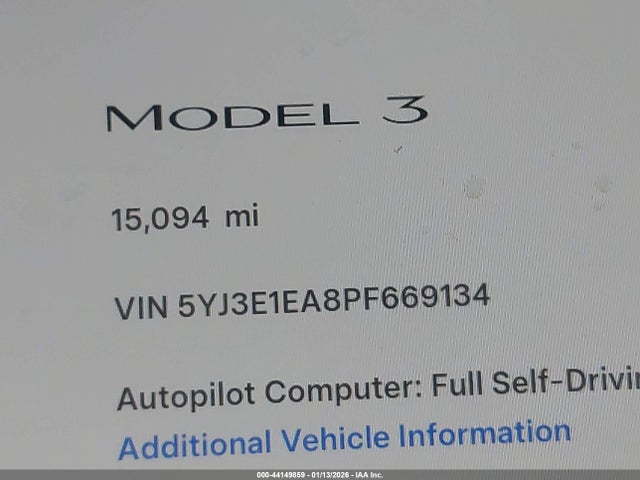 Tesla Model 3 Rear-wheel Drive 2023 5YJ3E1EA8PF669134 Image 16