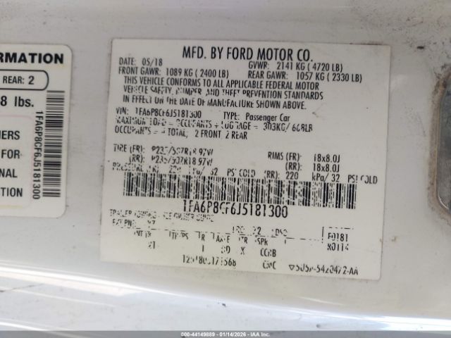 2018 FORD MUSTANG 1FA6P8CF6J5181300 Photo 8