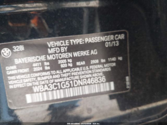 2013 BMW 328I WBA3C1G51DNR46836 Photo 8