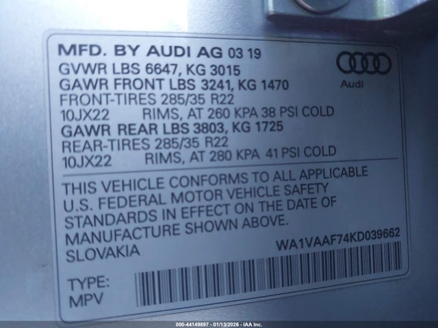 Audi Q7 55 Premium 2019 WA1VAAF74KD039662 Image 9