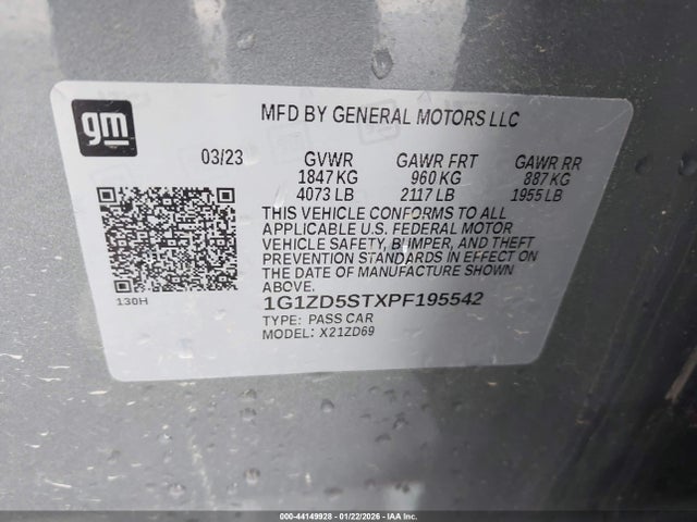 1G1ZD5STXPF195542 Chevrolet Malibu Fwd 1lt