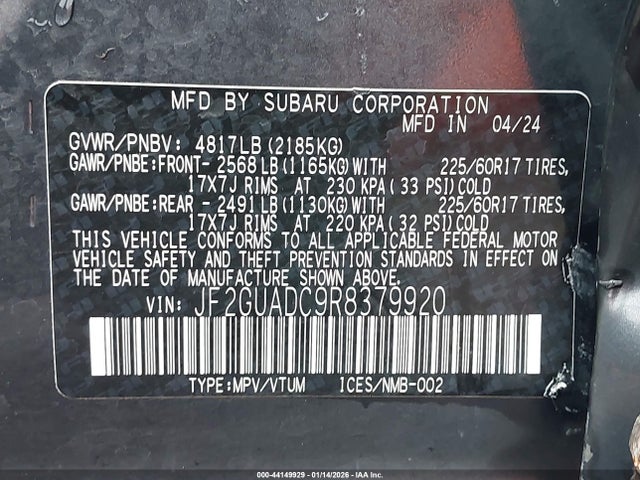 Subaru Crosstrek Premium 2024 JF2GUADC9R8379920 Image 9