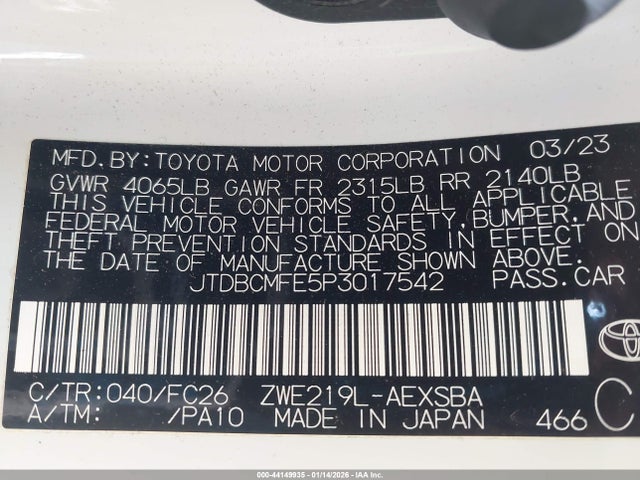 Toyota Corolla Hybrid Se 2023 JTDBCMFE5P3017542 Image 9
