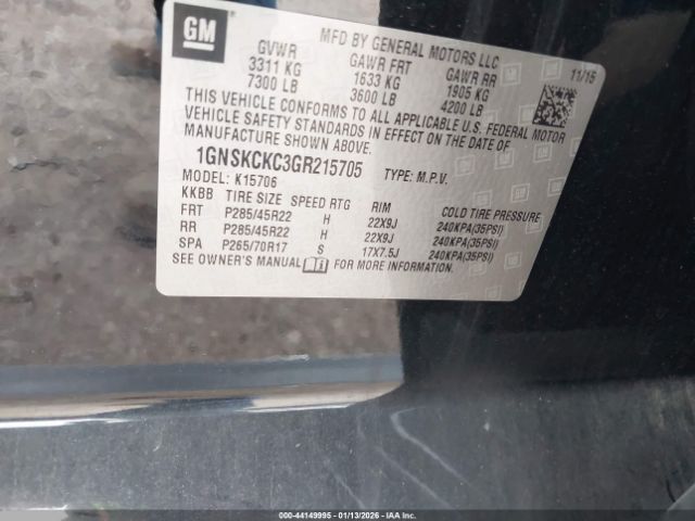 2016 CHEVROLET TAHOE 1GNSKCKC3GR215705 Photo 8