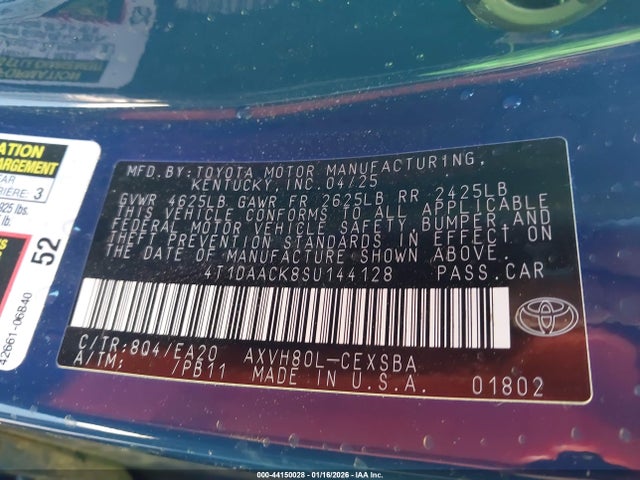 4T1DAACK8SU144128 Toyota CAMRY SE