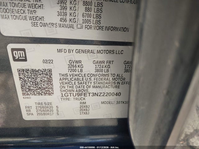 1GTU9FET3NZ220040 GMC Sierra 1500 Limited 4wd Short Box Denali