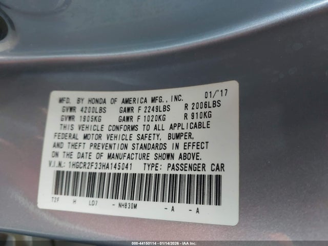 1HGCR2F33HA145041 Honda ACCORD LX