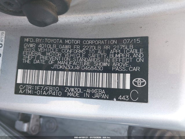 JTDKN3DU4F0468430 Toyota Prius Two