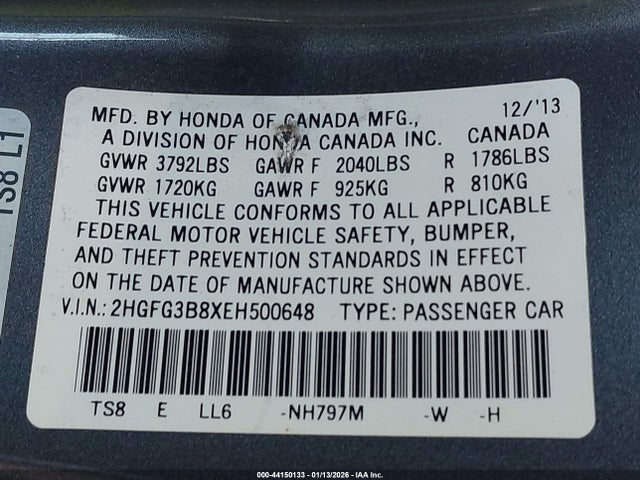 2HGFG3B8XEH500648 Honda CIVIC EX