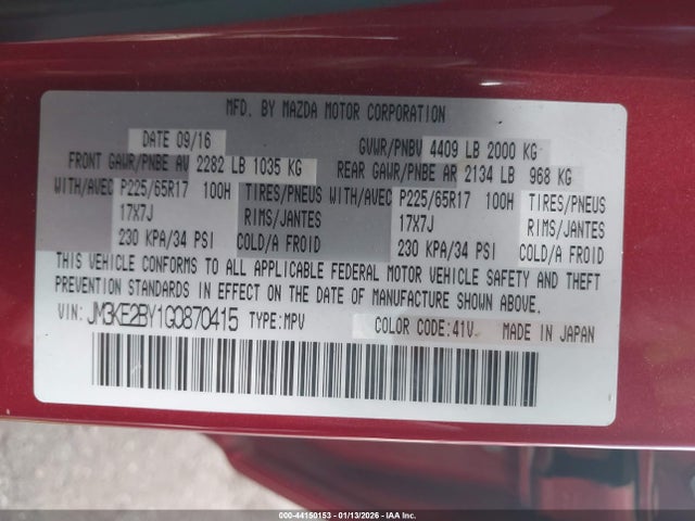 JM3KE2BY1G0870415 Mazda CX-5 SPORT